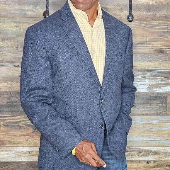 Jos. A. Bank 1905 Tweed Tailored Fit Wool Dual Vent Plaid Jacket Blazer 43R - Picture 9 of 11